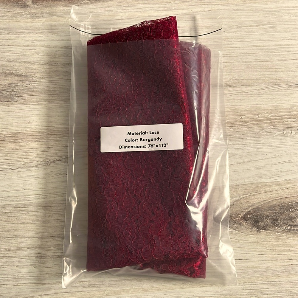 Fabric by the Yard Remnant Dark Red Burgundy Maroon Rachelle Lace